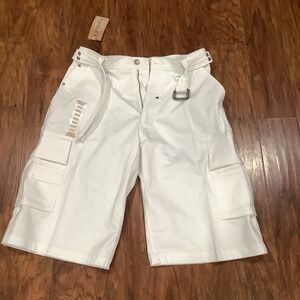 Regal Wear White Men's 34 Flat Front Belted Cargo Shorts NWT